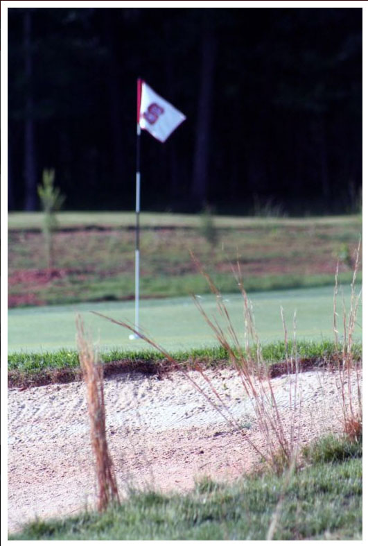 The natural vegetative buffers are a distinguishing feature of the course. (Photo courtesy NC State University.)