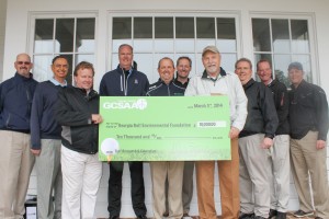 Board members from the Georgia Golf Environmental Foundation accepted a check for $10,000 from the Georgia Golf Course Superintendents Association. Photo: Georgia Golf Environmental Foundation