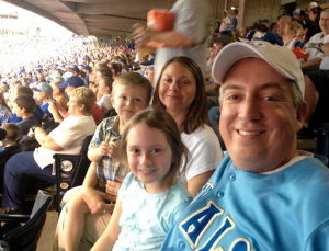     The Jones Family (Boyd and Adrianne in the back, Evey and Seth in the foreground) take in a game at 'The K' earlier this season. Photo by: Friendly Fellow Royals Fan