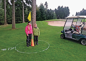 More popular than the big cups with Mike Kearns’ kids, Cameron and Aidan, was a FootGolf setup they helped with. 