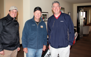 (L to R) Todd Bohn, superintendent at Wolf Creek, World Golf Hall of Famer Tom Watson, and Golfdom EIC Seth Jones, pictured last Friday.