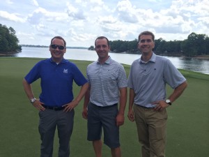 (L to R) Adam Slick of Jacobsen; Steve Loughrin, Rock Ridge CC; Jared Nemitz, The Peninsula Club. Photo by Seth Jones