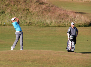 Jason Day takes a rip on Monday morning at the U.S. Open.