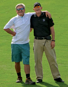 David Doguet, Bladerunner Farms, and Rich Brogan, PGA Golf Course Properties, during grow-in.