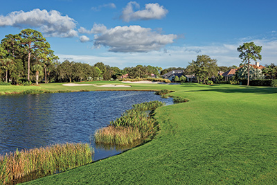 Only bermudagrass can be found on the Heron. Celebration was installed on the tees, fairways and rough, and Tifeagle on the greens. Tifgrand was picked for the chipping areas because it can be cut short to create a firm and fast surface, and support the bump and run style of play.