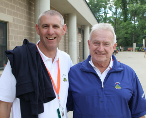 Paul R. Latshaw (right), with one of his many students, John Zimmers, superintendent at Oakmont. 