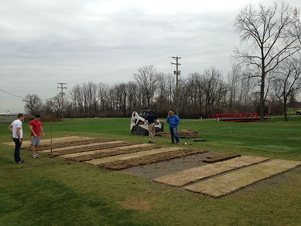 Figure 1</strong Establishment of bermudagrass research plots at the Ohio Turfgrass Foundation Research and Education Center in April 2014.