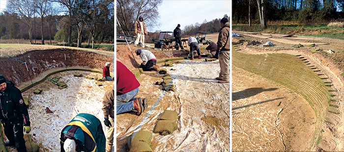 McClintock and his team were against filling in the bunkers, so they scoured the Internet for an alternative option. They ended up finding Durabunker, and Tennessee National was the second course in the United States to purchase the product from the company. The club paid about $5,000 per bunker, but the budget allowed for only 32 bunkers to remain, with the other 32 filledin.