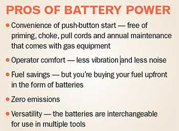 Pros of battery power (Graphic: Golfdom staff) 