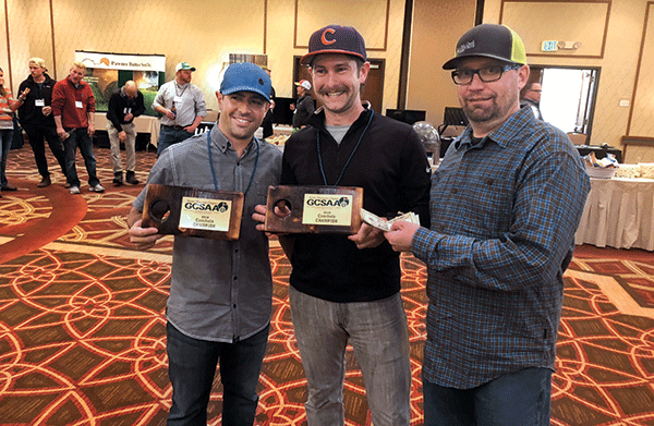 Rocky Mountain GCSA cornhole tournament winners (Photo: Golfdom Staff)