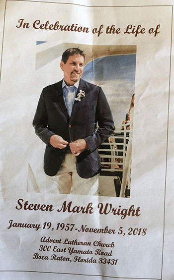 Steve Wright funeral program (Photo: Seth Jones)