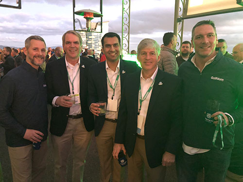 Bill Roddy, Jamie Breuninger, Ph.D.; Karan Bansal, Tom Linnen and Craig MacGregor at the Corteva party (Photo: Golfdom staff)