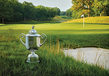 Bethpage course and trophy (Photo: The PGA of America)