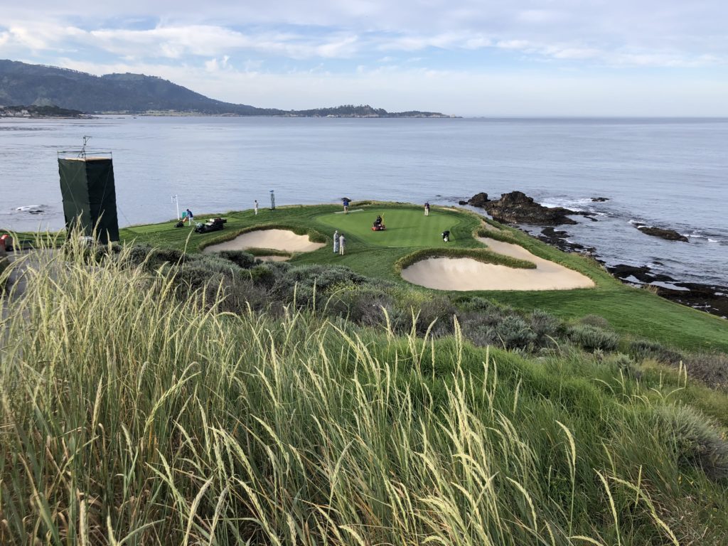 Number 7 green at Pebble Beach as the crew prepares for the U.S. Open (Photo: Seth Jones)