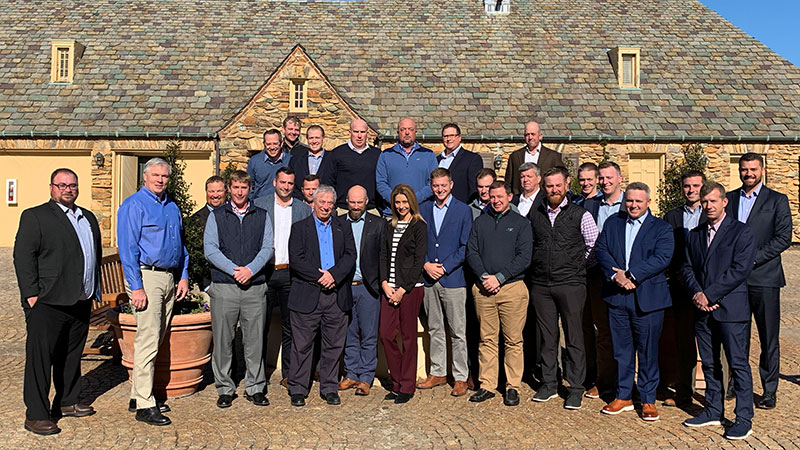 The Syngenta Business Institute Class of 2019 included: Front row from left: Thomas Slevin, Chris Carson, Brook Sentell, Melvin Waldron, Justin Mandon, Stephanie Schwenke of Syngenta, Ross Niewola, Josh Fuhrman, Tanner Charastecky, Parker Ferren and Tim Busek Middle row from left: Michael Gracie, Ryan Segrue, Paul Hamilton, Ben McNair, John Gold, Dave Marach, Kenton Brunson, Scott Rettmann, Jason Tharp Back row from left: Mark LaFleur of Syngenta, Mark Newton, Kevin Mark, Greg Jones, Jason Zimmerman, Joshua Kelley and Tennesee McBroom (Photo: Golfdom Staff)