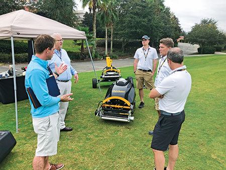 Attendees at the 2018 Golfdom Summit take a look at the Cub Cadet RG3. (Photo: Golfdom Staff)