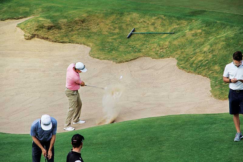 Erin Hills’ bunkers tested pros at the ’17 U.S. Open, as players posted the lowest percentage of recovery shots of any tournament that year. (Photo: Golfdom staff)