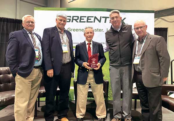 David Stone (center) was honored by fellow Legends (left to right) Ted Horton, Matt Shaffer and Jones. (Photo: Golfdom Staff)