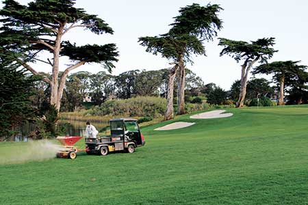 Crew member working at TPC Harding Park (Photo: Golfdom Staff)