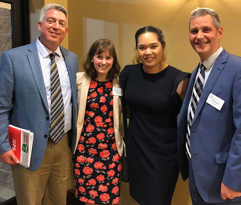 Seth Jones, Clara McHugh and Bill Roddy with Ariya Jutanugarn, GWAA female player of the year during the Golf Writers Dinner in 2019. (Photo: Golfdom Staff)