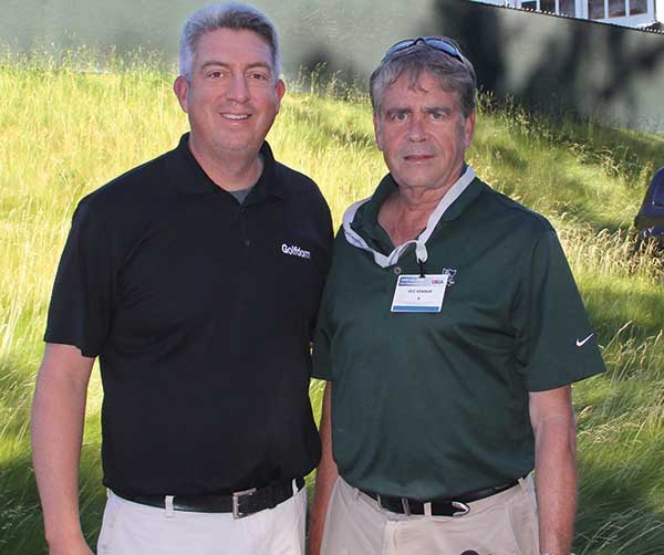 Golfdom’s Seth Jones and Karl Danneberger, Ph.D., at the 2016 U.S. Open at Oakmont (Pa.) Country Club. (Photo: Golfdom Staff)