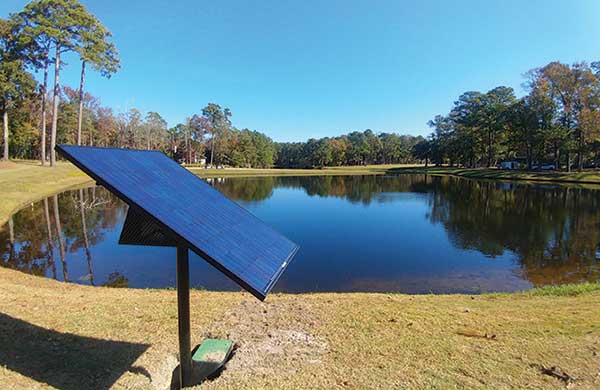 Solar pond aeration (Photo courtesy of Sandra Burton)