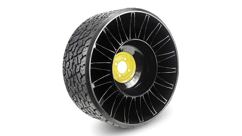 Michelin North America's new 26x12N12 X Tweel Turf XL is a 26-inch airless radial tire available in three hub configurations and includes a load capacity of 1,031 pounds. (Photo: Michelin)