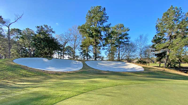 When Hurricane Harvey dumped more than 52 inches of rain in a matter of days, Todd Stephens superintendent of Tour 18 Golf Course in Humble, Texas, says it was a night and day difference between his his bunkers in a Zline Bunker System trial and the ones without the system. (Photo: Todd Stephens)