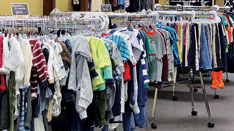 Clothing donated to Bridge 127. (Photo courtesy of the Weinert Family)