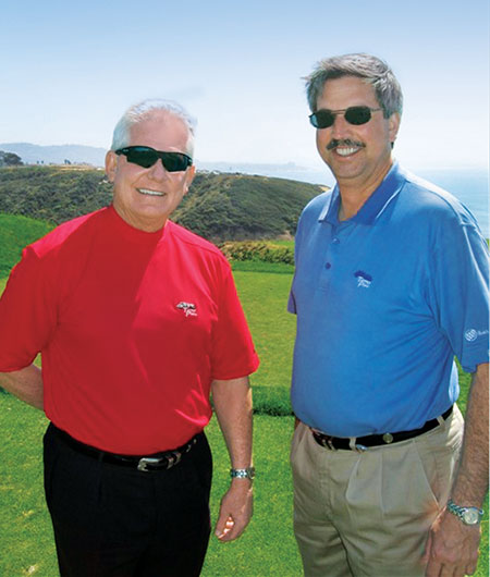 Woodward (left) and Jon Maddern, CGCS, teamed up to take on the 2008 U.S. Open conditions. (Photo courtesy of Mark Woodward)