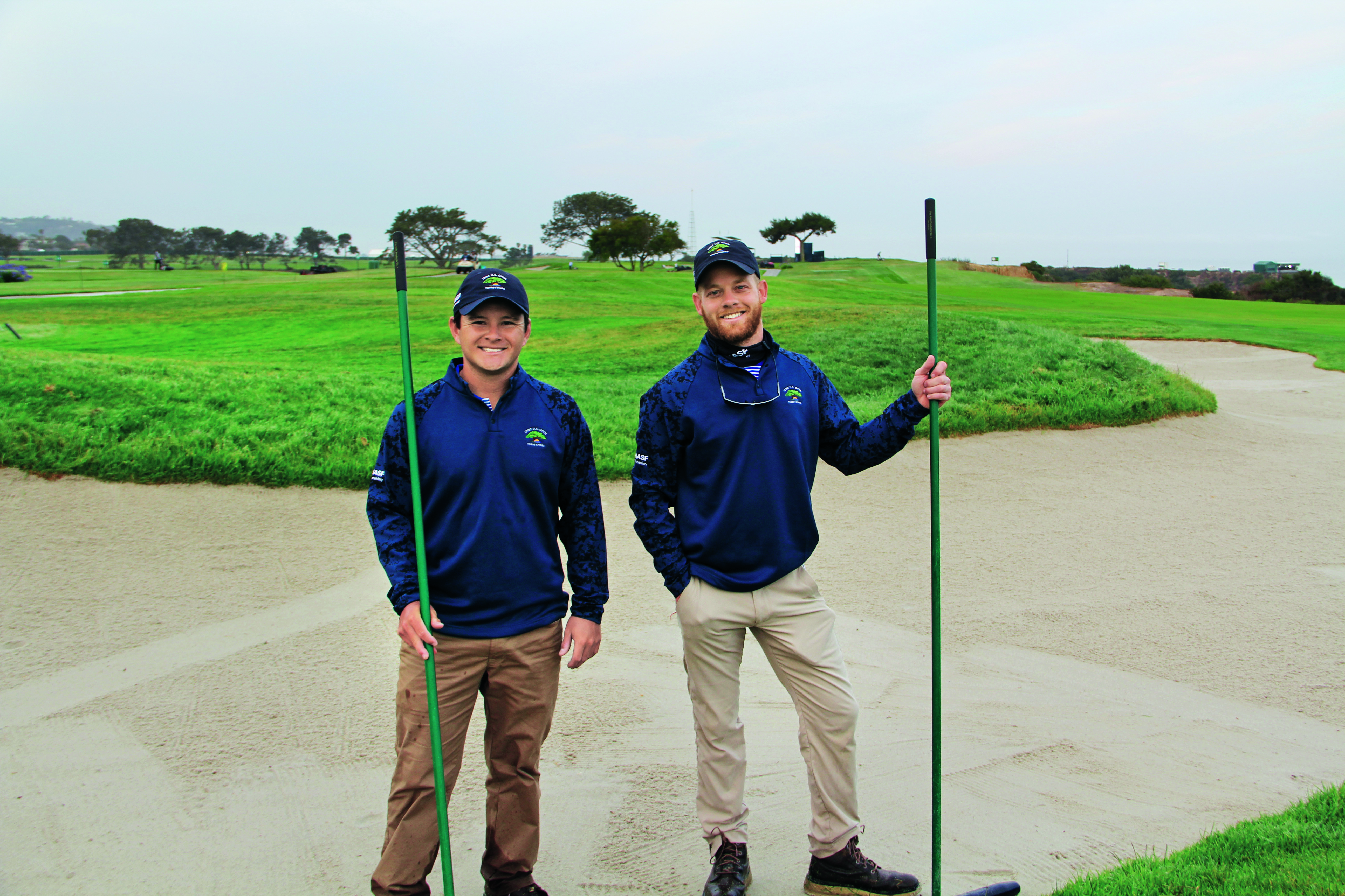 The early wake-up call is no big deal to Cole Yoshida (left), assistant superintendent at Rolling Hills CC, Rolling Hills Estates, Calif., alongside Cameron Gurtner, assistant superintendent at Meridian Hills CC in Indianapolis. (Photo: Golfdom Staff)