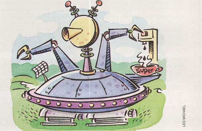 High-tech greens mower illustration (illustration: Leo Michael)