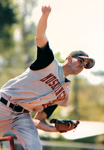 Ferone in his college days at Muskingum University, when he was still a “thrower” and not yet a pitcher. (Photo courtesy of Zach Ferone)