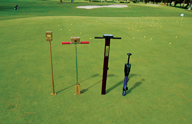 Moisture sensors on golf course (Photo: Turf-Tec International)