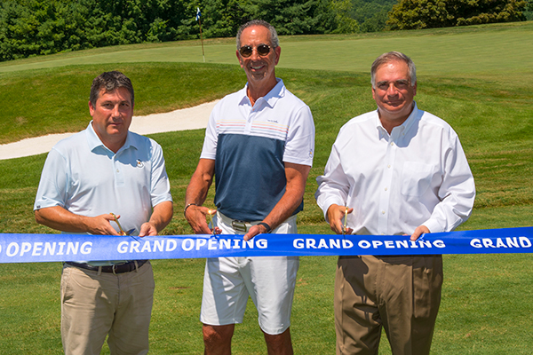 The Summit Club at Armonk celebrated its grand opening on July 24. (Left to right) Bryce Swanson, Rees Jones Inc; Jeffrey Mendell, managing partner at The Summit Club at Armonk; Chris Schiavone, managing partner at The Summit Club at Armonk. (Photo courtesy of Jim Krajicek)