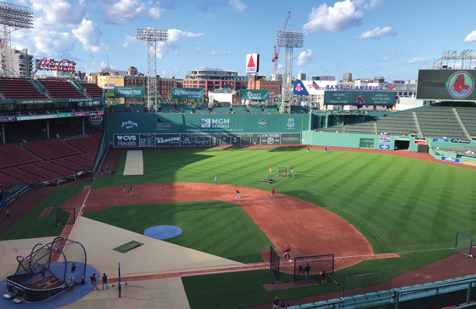 A beautiful summer day and the Green Monster provided the backdrop for the Suprado event in Boston. (Photo: Golfdom Staff)