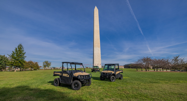 With assistance from John Deere dealer, Atlantic Tractor, and a number of employee veterans, the special edition Honor Gator models were on-site to support the National Park Service throughout the Veterans Day activities at the National Mall. (Photo courtesy of John Deere)