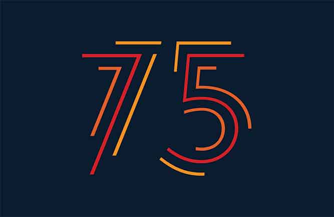 75 numeral (Photo: selim bekil / iStock / Getty Images / Getty Images Plus)