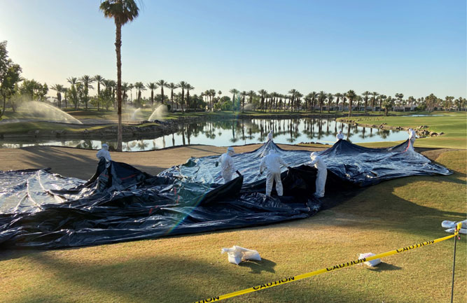 The Heritage Links crew working on regrassing the Arnold Palmer Private Course. (Photo: Heritage Links)