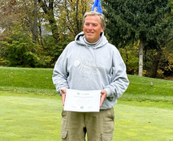 Superintendent Scott Denil of Pine Meadow Golf Club (Mundelein, IL) with his GreenKeeper University Diploma. (Photo: Scott Denil)