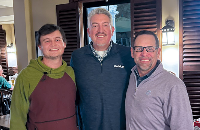 Bill’s boy Golfdom Group Publisher Bill Roddy’s son Connor (left) realized the industry his old man works in is pretty awesome … and now finds himself as an assistant-in-training at Pinehurst Resort. Golfdom Editor-in-Chief Seth Jones and Rain Bird’s National Sales Manager Tony Whelan celebrated the occasion with Connor at the Holly Inn. We’re all rooting for you, Connor! (Photo: Golfdom Staff)