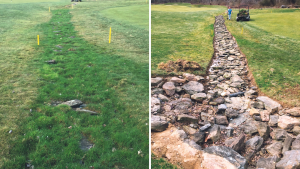 Restoring the rock creek that splits the course’s third hole (before and after) was one of the first projects Navin embarked upon. It was symbolic to the owner, Whang Kyun Shin, that the course was on its way back. (Photos: Chris Naven)