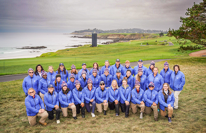 The 2023 Women in Turf team at Pebble Beach Golf Links. (Photo: Rain Bird Golf)