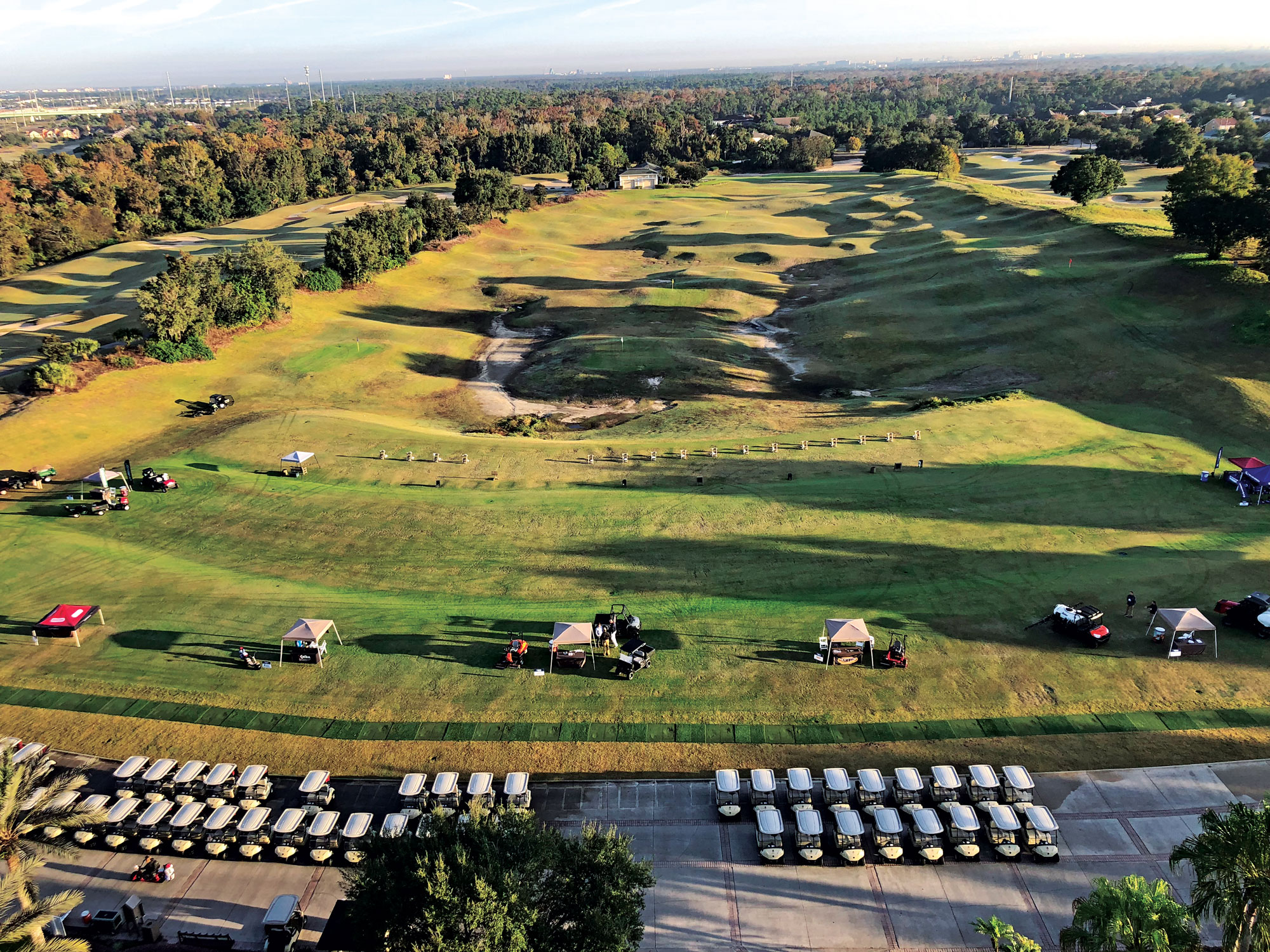 As part of the two-day event, Golfdom Summit attendees are treated to individual meetings with partners, networking opportunities with other superintendents and, of course, a golf tournament. Pictured above is the driving range at Reunion Resort. Attendees walk from one station to the next to get demonstrations from the various partners. (Photo: Golfdom Staff)