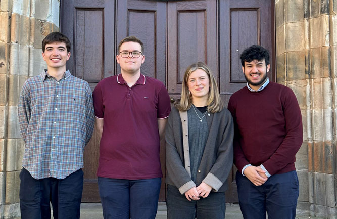 (Left to right) Magnus Burnet, Josh Rankin, Alex Hargreaves and Victor Mendoza Galvis. (Photo courtesy of University of St Andrews)