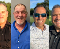 The GCSAA's four 2024 Environmental Leaders in Golf Award winners (from left) Mark Claburn, Steven Tierney, MG, Kevin Ackerman and Jim Pavonetti, CGCS. (Photo: GCSAA)