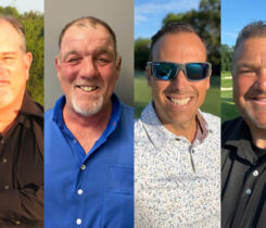 The GCSAA's four 2024 Environmental Leaders in Golf Award winners (from left) Mark Claburn, Steven Tierney, MG, Kevin Ackerman and Jim Pavonetti, CGCS. (Photo: GCSAA)