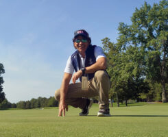 Magro at Robert Trent Jones GC during the 2024 Solheim Cup, where he helped the crew monitor greens during the tournament. (Photo courtesy of Carmen Magro)