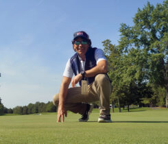 Magro at Robert Trent Jones GC during the 2024 Solheim Cup, where he helped the crew monitor greens during the tournament. (Photo courtesy of Carmen Magro)