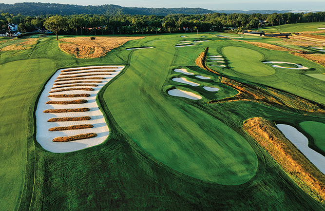 One of the most famous bunkers in golf is the 102-yard-long Church Pews bunker, which sits between No. 3 and No. 4 at Oakmont.
The bunker was once six separate bunkers, which eventually became one ahead of the 1935 U.S. Open. (Photo: Ryan Montgomery)